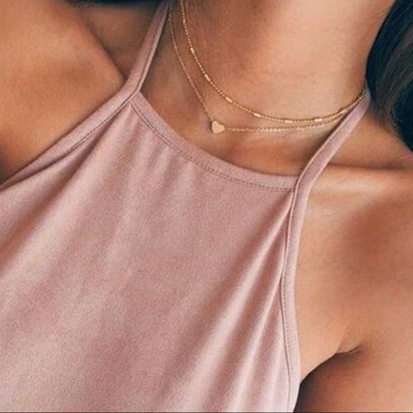 Golden Threads Jewelry - 2 Layer Heart Chain Necklace Choker